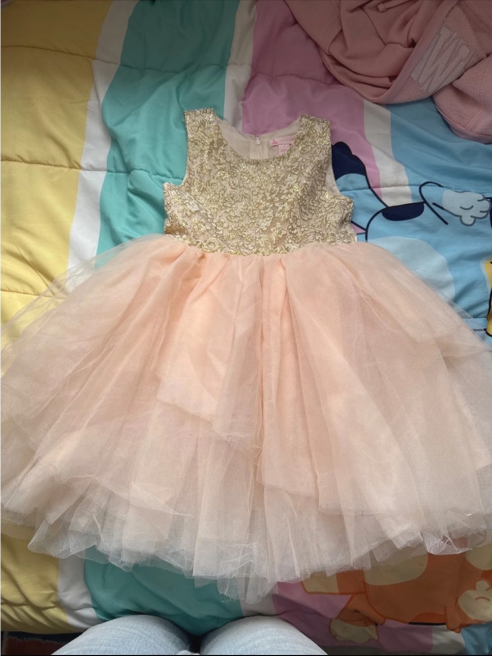 Sparkle Gold & Blush Tulle Party Dress for Girls